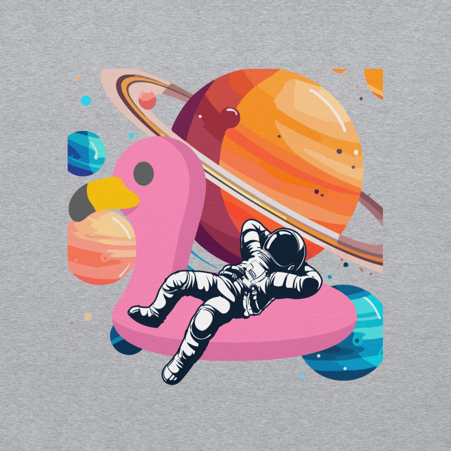 Space Vibes Astronaut Hoodie | Out of This World Graphic Sweatshirt | Unique UFO Flamingo Float Hoodie | Trendy Aesthetic Unisex Hoodie