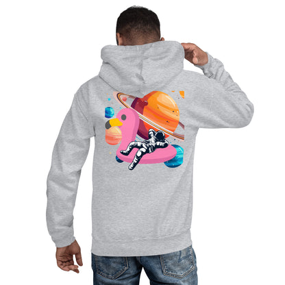 Space Vibes Astronaut Hoodie | Out of This World Graphic Sweatshirt | Unique UFO Flamingo Float Hoodie | Trendy Aesthetic Unisex Hoodie