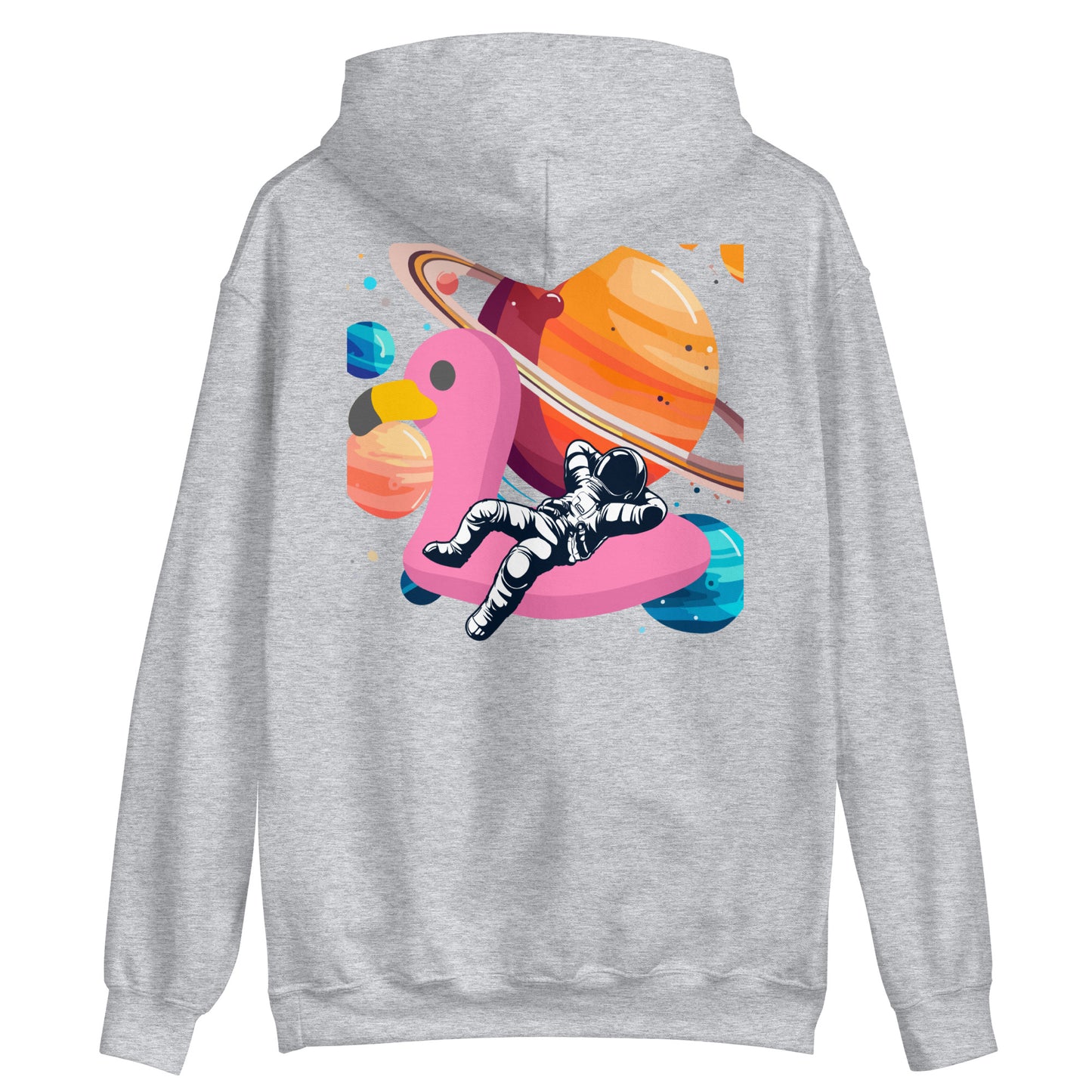 Space Vibes Astronaut Hoodie | Out of This World Graphic Sweatshirt | Unique UFO Flamingo Float Hoodie | Trendy Aesthetic Unisex Hoodie