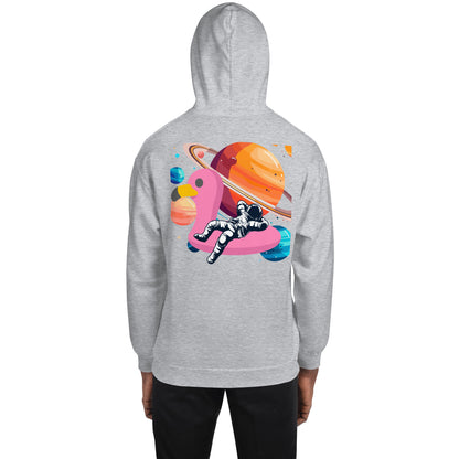 Space Vibes Astronaut Hoodie | Out of This World Graphic Sweatshirt | Unique UFO Flamingo Float Hoodie | Trendy Aesthetic Unisex Hoodie