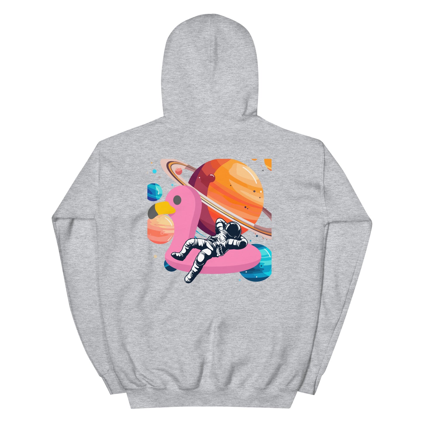 Space Vibes Astronaut Hoodie | Out of This World Graphic Sweatshirt | Unique UFO Flamingo Float Hoodie | Trendy Aesthetic Unisex Hoodie