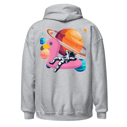 Space Vibes Astronaut Hoodie | Out of This World Graphic Sweatshirt | Unique UFO Flamingo Float Hoodie | Trendy Aesthetic Unisex Hoodie