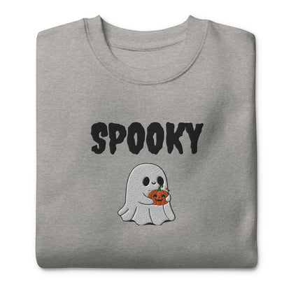 Embroidered Spooky Halloween Sweatshirt - Cozy & Cute Women's Crewneck | Fall Fashion | Ghost Graphic Sweater