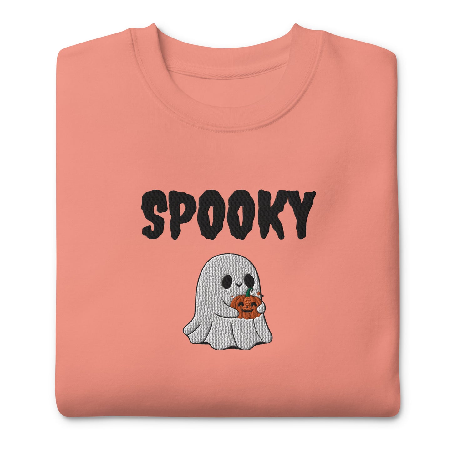 Embroidered Spooky Halloween Sweatshirt - Cozy & Cute Women's Crewneck | Fall Fashion | Ghost Graphic Sweater